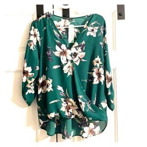 West Kei Allan Surplice Rolltab High Low Blouse